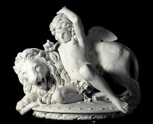Aşkta Ustalaşmak Kuvvet Mermer Heykeli, Santo Varni (1807-1885) 1865. Dim. 85x90x62 cm Prince Odon di savoia koleksiyonundan. Genler, Galleria d