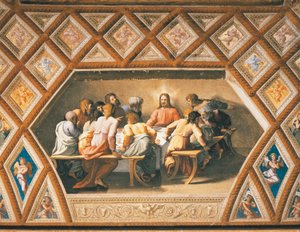 Geçen akşam yemeği by Sanzio of Urbino (workshop) Raphael
