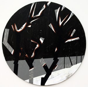 Twixt Heaven and Earth I-N (dairesel tahta üzerinde akrilik) by Sara Hayward