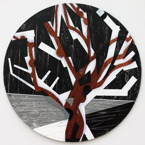 Twixt Heaven & Earth IV-B (dairesel tahta üzerinde akrilik) by Sara Hayward