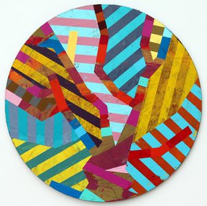 Twixt Heaven & Earth XIV-A (dairesel tahta üzerinde akrilik) by Sara Hayward