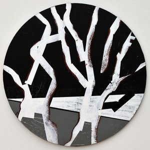 Twixt Heaven & Earth XIV-B (dairesel tahta üzerinde akrilik) by Sara Hayward