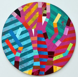 Twixt Heaven & Earth XVII-A (dairesel tahta üzerinde akrilik) by Sara Hayward