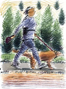 Köpek Yürüyüşü, 2009 (akrilik) by Sara Hayward
