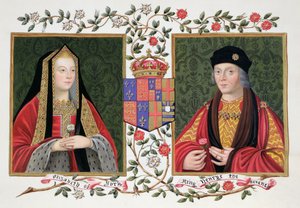 York'un beyaz gülünü ve Lancaster'ın kırmızı gülünü tutan York Elizabeth'in (1465-1503) ve Henry VII'nin (1457-1509) çift portresi, 182'de yayınlanan 'Kraliçe Elizabeth'in Anıları'ndan