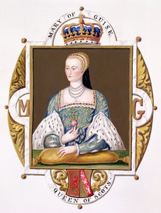 Mary of Guise (1515-60) 'Memoirs of the Court of Queen Elizabeth'den İskoçya Kraliçesi, 1825'te yayınlandı (kağıt üzerinde wc ve guaj)