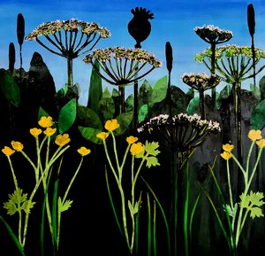 Buttercups 2020 (gemide akrilik) by Sarah Thompson Engels