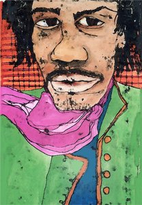 Hendrix (kağıt üzerine mürekkep) 2020 by Sarah Thompson Engels