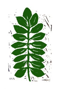 Yaprak,2019 (linocut) by Sarah Thompson Engels