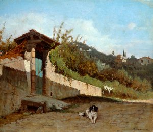 Toskana villa portikosu, Francesco Saverio Altamura (1826-1897), tuval üzerine yağlıboya, 23x27 cm.