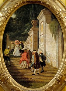 Güzel antik zamanlar yürüyen soylu çiftler. Francesco Altamura