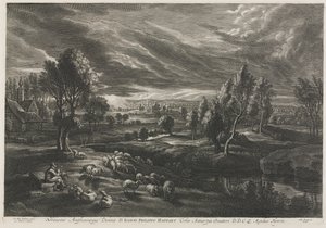 Çoban Flüt Çalarken Manzara by Schelte Adams Bolswert