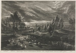 Çoban Flüt Çalarken Manzara. by Schelte Adams Bolswert