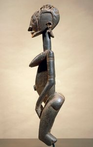 Ahşap ve metal heykel, Usta tarafından çekik gözler, yükseklik 59 cm, Dogon kabile sanatı Mali