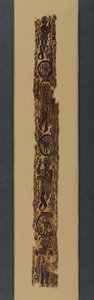 Tunikten Süs Omuz Bandı, 600-650 (ek atkı sargılı goblen dokuma, boyanmamış keten ve boyalı yün)