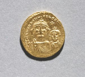 Solidus ile Herakleios ve Oğlu Herakleios Konstantin (ön yüz), c.616-625 (altın) (tersi için CVL 499741