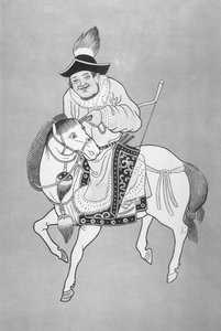 Çinli bir çizimden sonra bir Moğol atlı okçusu (litho) by School Chinese