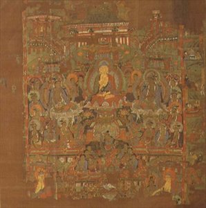 Bölüm 1.iii.02 Bhaisajyaguru Cenneti, 8.-9. yüzyıl, Tunhuang (ipek üzerine kumaş boyası) by School Chinese
