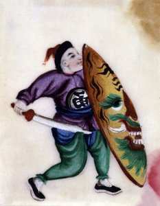 Kılıcı ve kalkanı olan Çinli asker. by School Chinese