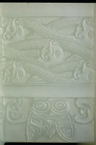 Arkaik bir kap ve örtü detayı, Tulu, Qianlong Dönemi (1736-95) (soluk seladon yeşim taşı) (ayrıca bkz. 619015) by School Chinese