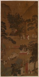 Western Garden'da Zarif Buluşma, yaklaşık 1600 (ipek üzerine mürekkep ve renkli) by School Chinese