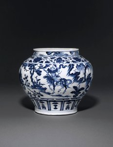 Son derece nadir ve önemli mavi ve beyaz kavanoz, Guan Yuan Hanedanlığı, 14. yüzyıl ortası (seramik) (ayrıca bkz. 469089 - 469092) by School Chinese