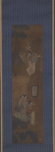 Alayda beş kadın (ipek üzerine mürekkep ve renkli) by School Chinese