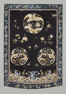Askılı, c.1750-1800 (Nakışlı ipek (saten dikiş), doğal ve sentetik boyalar) by School Chinese