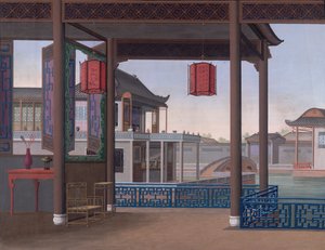 Çinli Yetkilinin Evi, c.1800-05 (kağıt üzerinde opak sulu boya) by School Chinese