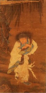 Ölümsüz Han Shan (ipek üzerine mürekkep ve renk) by School Chinese