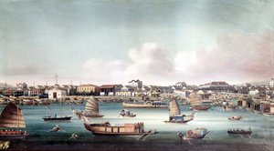 19. yüzyılın ortalarında Kanton (Çin) limanı. Anonim Çin resmi.