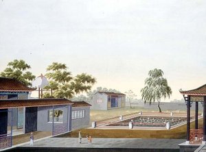 Walled Garden, c.1820-40 (kağıt üzerine sulu boya) by School Chinese