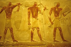 Antik Mısır, Duvar oymacılığı/boyama, Mastaba/Idout Mezarı, Saqqara, MÖ 2323-2150, Adak Taşıyanlar (fotoğraf) by School Egyptian