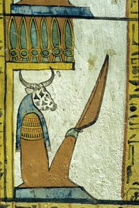 Antik Mısır, Duvar resmi, İnek başlı yeraltı tanrısı, Sennedjem Mezarı, Thebes, Deir el Medina by School Egyptian