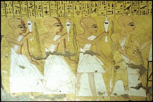 Antik Mısır, Duvar resmi Inherkhau Mezarı, Thebes, Soyluların Mezarı, 20. hanedan, Inherkhau için içki döken rahipler (fotoğraf) by School Egyptian