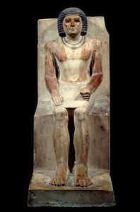Egyptian antiquite: limestone statuette of Kai, administrator of the jackal. From Saqqara. Old empire, 5th dynasty. Paris, Louvre Museum by School Egyptian
