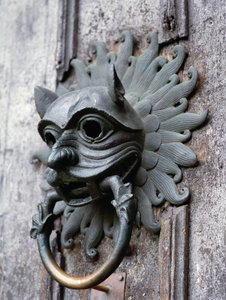 Durham Katedrali Sanctuary Tokmağı, 12. yüzyıl bronz orijinalinin kopyası (fotoğraf) by School English
