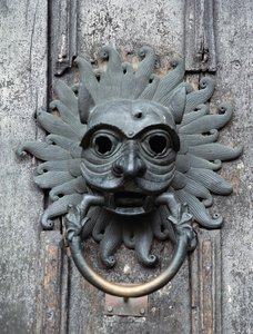 Durham Katedrali Sanctuary Tokmağı, 12. yüzyıl bronz orijinalinin kopyası (fotoğraf) by School English