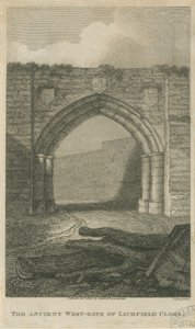 Lichfield - Yakınlığın Antik Batı Kapısı: gravür, nd [c 1805] (baskı) by School English