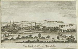 Lichfield - Güney Batı Görünümü: bakır levha gravür, nd [18. yüzyılın sonu] (baskı) by School English