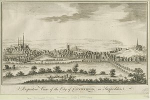 ಲಿಚ್ಫೀಲ್ಡ್ - ಸೌತ್ ವೆಸ್ಟ್ ವ್ಯೂ: ಕೆತ್ತನೆ, nd [1771] (ಮುದ್ರಣ) turk by School English