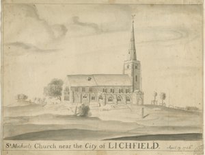 Lichfield - St. Michael Kilisesi: sepya çizimi by School English