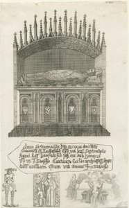 Lichfield Katedrali - Piskopos mezarı [?Bishop Cornhill]: gravür, nd [?18. yüzyılın sonu] (baskı) by School English