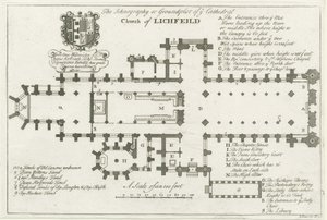 Lichfield Katedrali - Zemin Planı: gravür ve [18. yüzyılın başları] (baskı) by School English