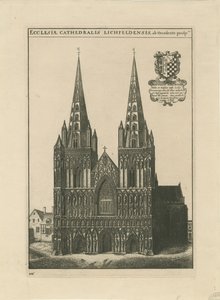 Lichfield Katedrali - Batı Cephesi: gravür ve [?17. yüzyıl sonu] (baskı) by School English