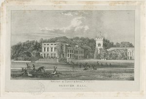 Okeover Hall - litografi, nd [c 1839] (baskı) by School English