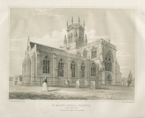 Stafford - St. Mary Kilisesi: renkli taş baskı, nd [c 1845] (baskı) by School English