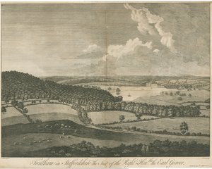 Trentham Hall: gravür, nd [c 1751] (baskı) by School English