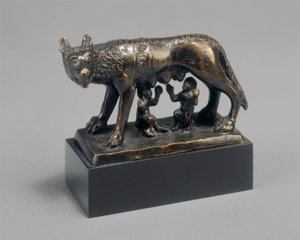 Romulus ve Remus, Bir Dişi Kurt Tarafından Emzirildi by School Florentine