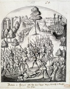 İspanya Kralı Louis ile Montfort Kontesi halkı arasındaki Quimperlé Muharebesi by School French